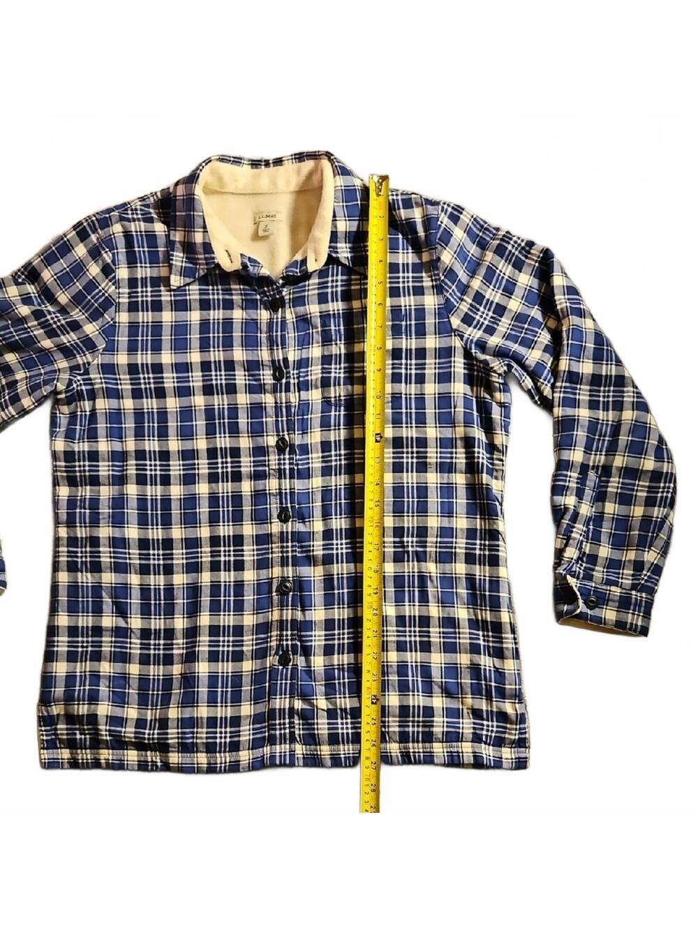 L.L.Bean Women's Medium Blue Plaid Button-Up Shirt Jacket - Picture 4 of 8